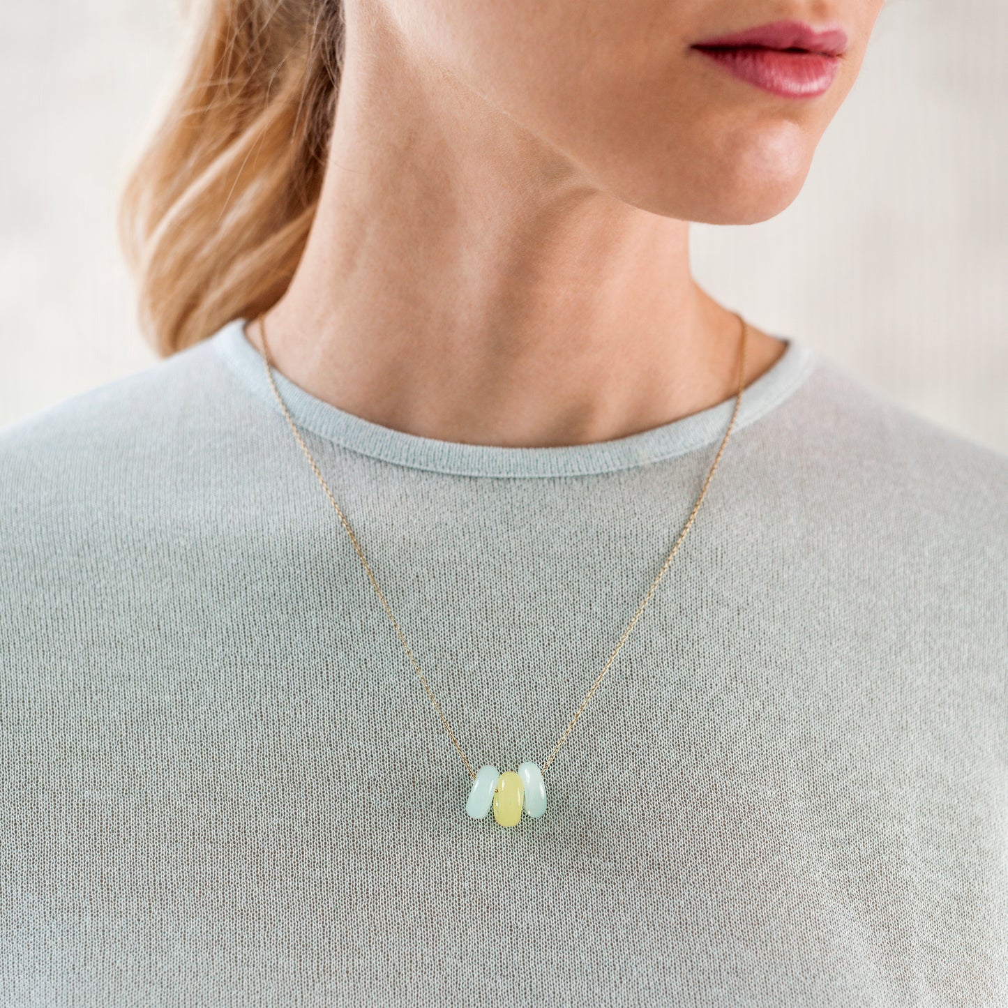 Polly necklace in mint and neon yellow