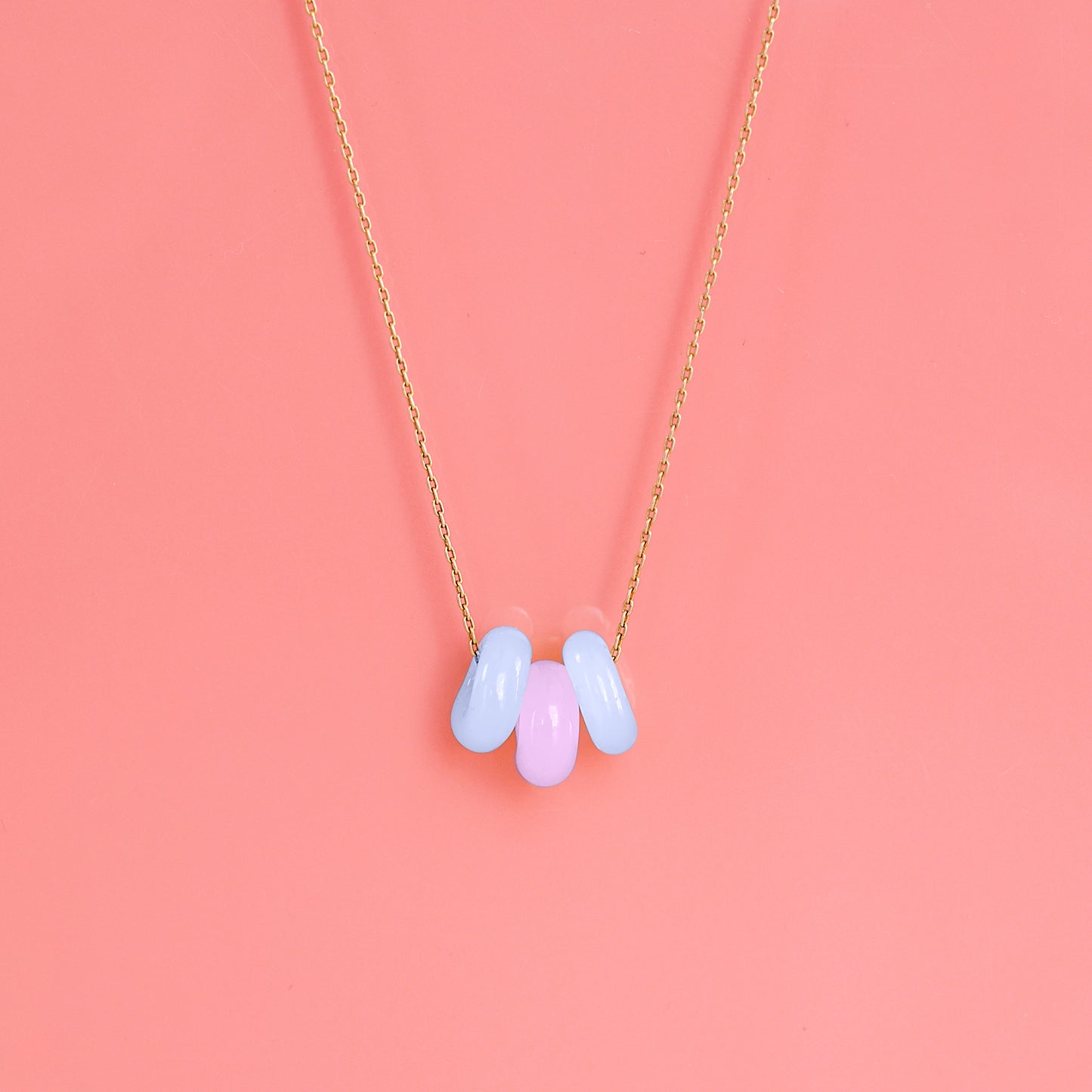 Polly necklace in aqua and pastel purple