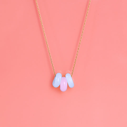 Polly necklace in aqua and pastel purple